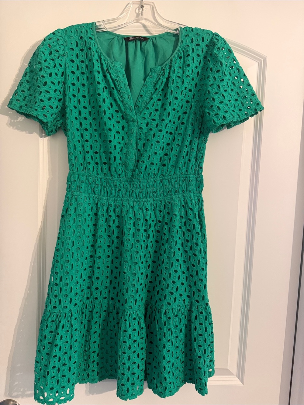 Tiered Eyelet Dress in Green